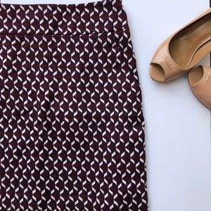 Ann Taylor Maroon and Navy Pencil Skirt